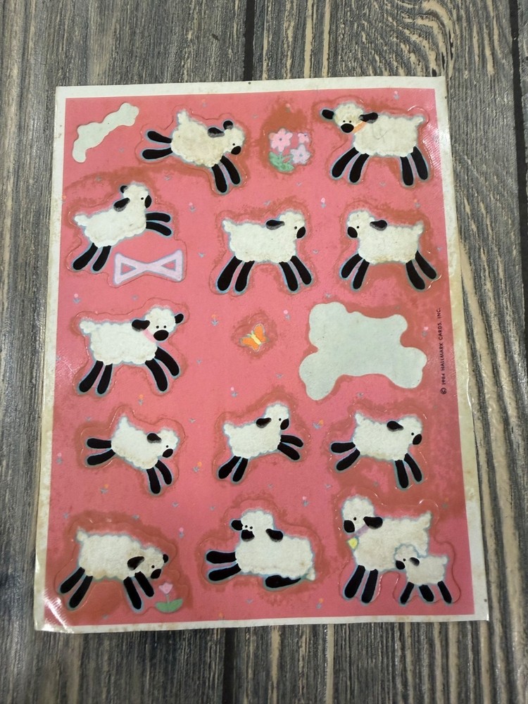 Vintage Hallmark Sheep Sticker Sheet Collectible Scrapbooking Craft 1984