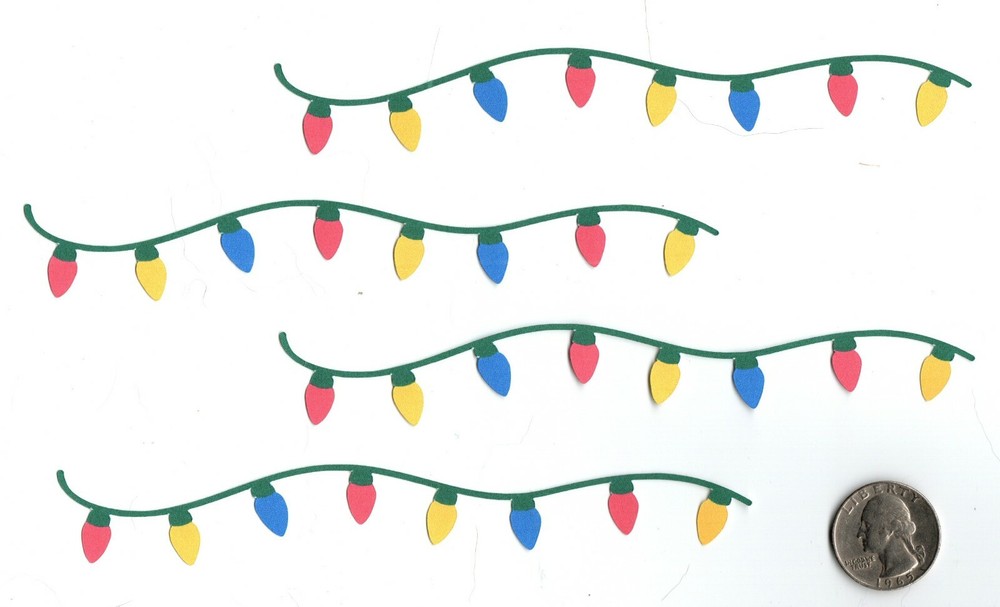 Christmas Light Die Cuts – 8 pcs. 6″ long, PRINTED Scrapbooking, Greeting Cards