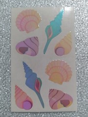 Vintage Mrs Grossman’s Stickers SEASHELLS 4 small mods = 8 pearlescent 2 laser