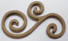 (6) *FLOURISH* Accent Swirls Bare Unfinished Chipboard Die Cuts – 3″ Long