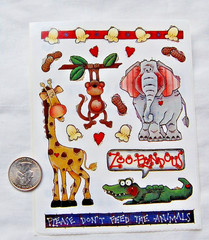 Provo Craft stickers Zoopendous Zoo animals wild elephant monkey giraffe croc