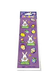 Paper Art Stickers Easter Rabbit Flowers Eggs Greeting Card Eileen Toohey NEW