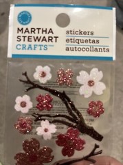 MARTHA STEWART CRAFTS STICKERS- LIGHT/DARK PINK FLOWERS & BROWN BRANCHES -72pc