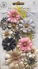 Prima Flowers, Mixed Colors and Designs, 15 Pieces