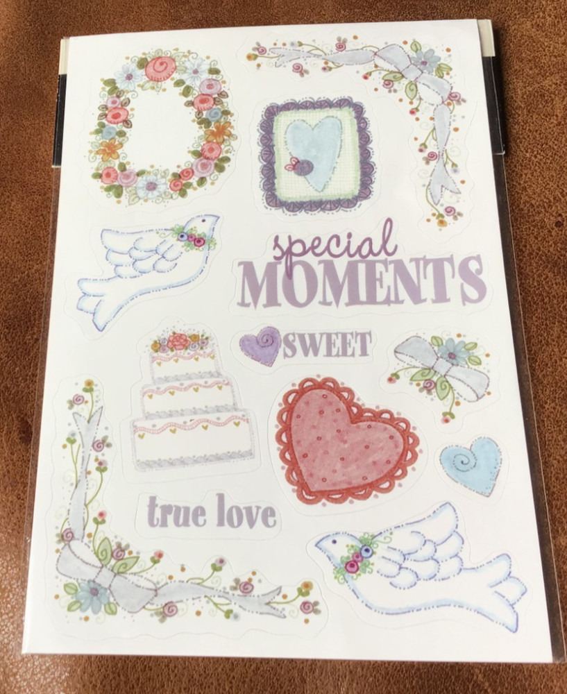 KEEPSAKE ESSENTIALS STICKERS WEDDING CAKE DOVE FLOWERS HEART TRUE LOVE