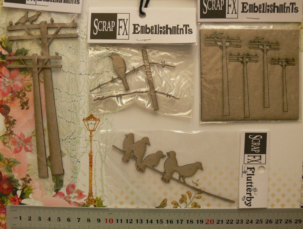 CHIPBOARD Die Cuts BIRDS Sitting Electricity Poles – 4 item Choice Scrap FX G