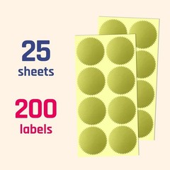 200 Pack, Gold Foil Seal Stickers for Certificates – 2″ Diameter