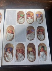 Vintage Hallmark Stickers Babies Infants Wicker Baskets 2 Sheets Baby 1995