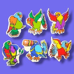 Vintage 1980s Birds & Animals Puffy Sticker Lot of 12