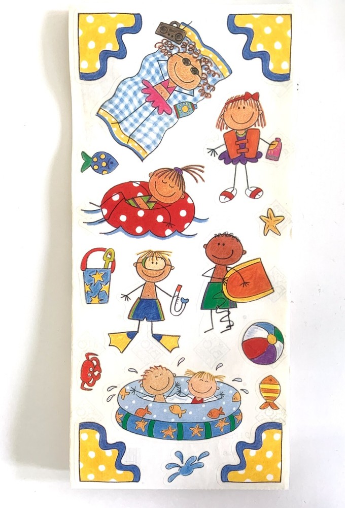 Vintage MAMBI Clear Stickers SUMMER KIDS SR-107 5″ x 12″ Sticker Sheet