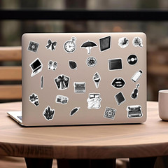 108Pcs Vintage Black and White Stickers, Aesthetic Retro Waterproof Vinyl