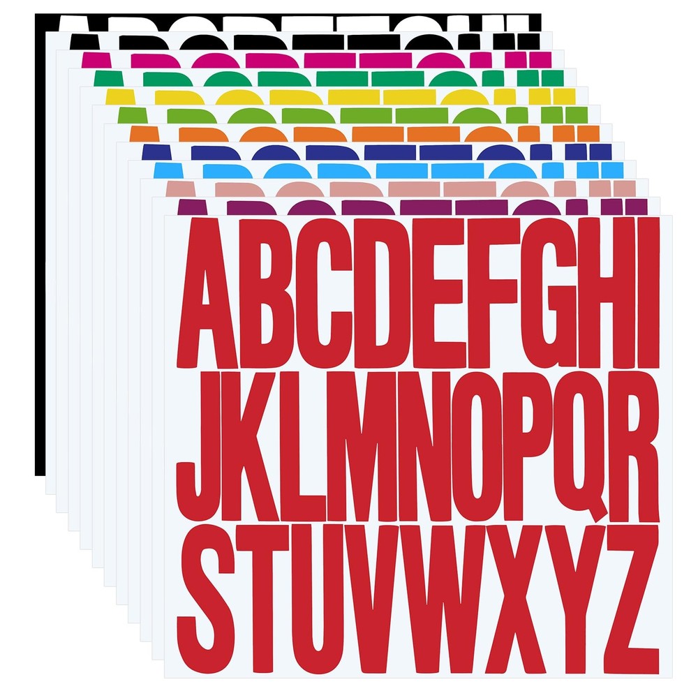 3 inch 12 Sheets Alphabet Stickers, 12 Colors Self 3 Inch, Multicolor B