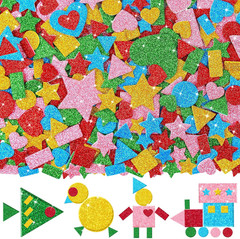 625Pc Glitter Foam Stickers Heart Star Circles Shape Sticker (5,Colorful) | Self