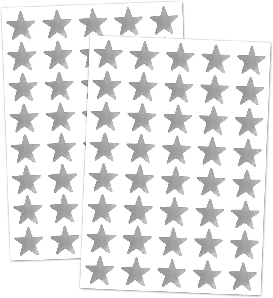 1000 Pack, Silver Foil Star Metallic Stickers, 0.6″ Diameter