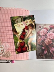 valentines junk journal scrapbook tassel pen clip 62 rabbits pink bow