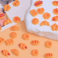 30PCS Cute Simulated Bread Toast Miniature Things for 0.47 inches, orange