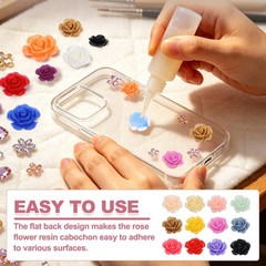 8mm Resin Rose Flatback Charms, 60 Pcs Cabochon Embellishment, Mixed Colors