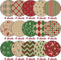 60 Sheet Christmas Pattern Paper, Merry Christmas Scrapbook Papers, Double-Sided