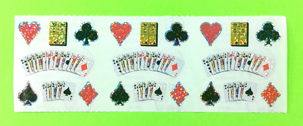 Sandylion Bridge Poker Playing Cards Casino Gambling Sticker Sheet Strip