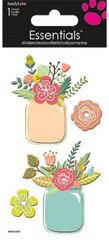Scrapbooking Stickers Sandylion Dimensional Mason Jars Flowers Bouquet Pink Blu