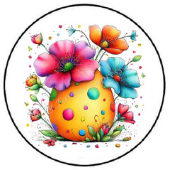 POLKA DOT EASTER EGG WITH FLOWERS ENVELOPE SEALS LABELS STICKERS PARTY FAVORS