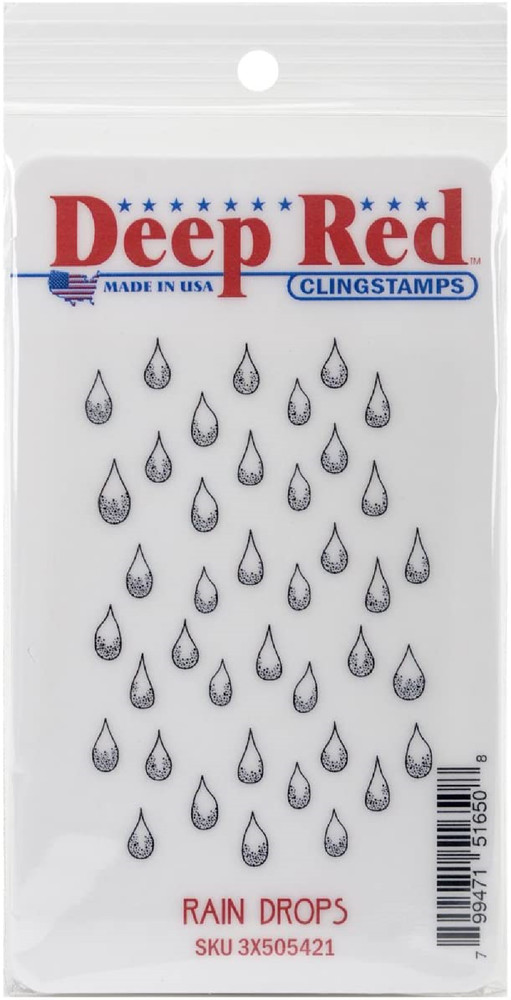 Deep Red Rubber Stamp RAIN DROPS