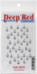 Deep Red Rubber Stamp RAIN DROPS