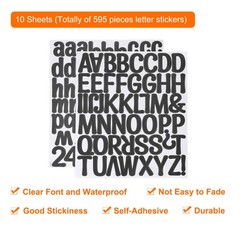595 Pieces Vinyl Letter Stickers, 10 Sheets 2 Inch Black Self-Adhesive Cute