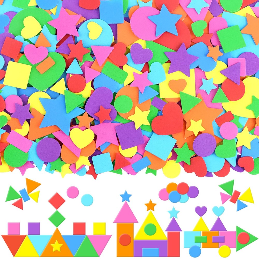 1620Pcs Foam Stickers Foam Shape Stickers Colorful Adhesive,8 Colors Heart St…