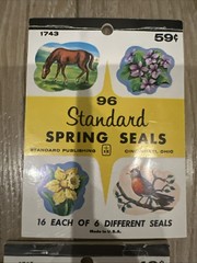 Vtg Lot Seals Dennison & Standard Publishing Dogs Horse Birds Nativity Christmas