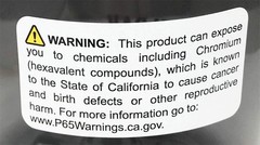 California Proposition 65 Exposure to Chromium Warning Labels 1 x 2 inch 500 …