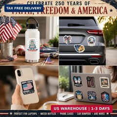 250th Anniversary USA Stickers, 50Pcs 1776-2026 America 250 Stickers, Patriotic