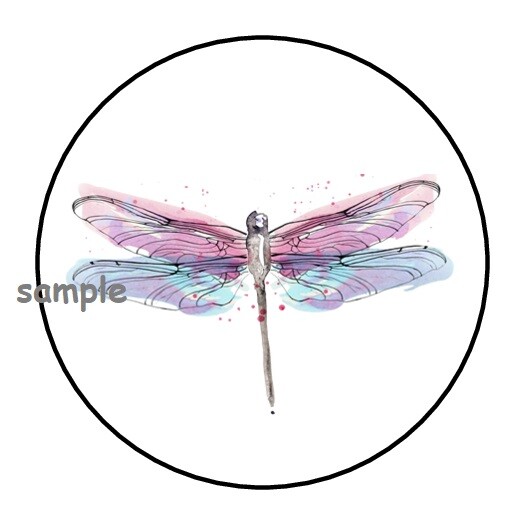 30 WATERCOLOR DRAGONFLY ENVELOPE SEALS LABELS STICKERS 1.5″ ROUND GIFTS