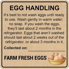 Farm Fresh Egg Handling Instruction Sticker, 2 inch, 300pcs, Kraft Paper, Bro…