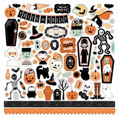 12×12 Sheet Echo Park Paper SPOOKTACULAR HALLOWEEN Scrapbook Element Stickers