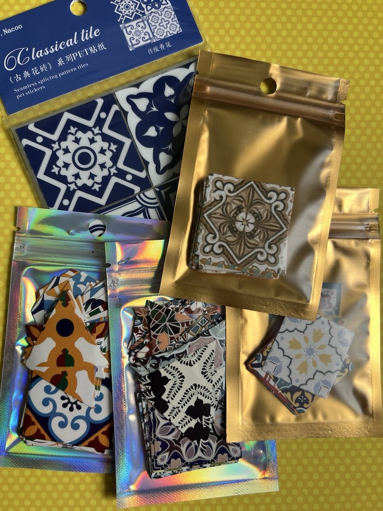 Lot Of Over 200 Moroccan Tile Sticker Kit Scrapbooking Junk Journal Kit