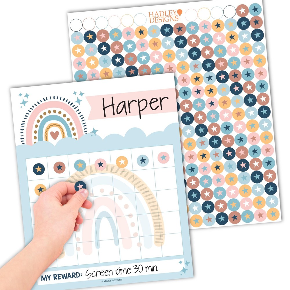 Kids Sticker Reward Charts for Behavior ~ 25 Pack Gold Star Sheets