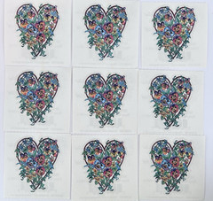 Vintage PSX Designs Stickers (9 – 2″ x 2″ Stickers) Pansy Heart NEW