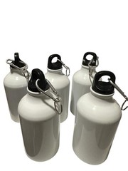 Blank White Aluminum Sublimation Sport Water Bottles with Carabiner Clips (Set o
