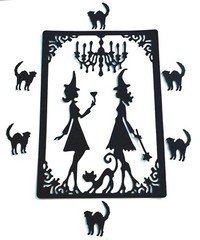FANCY! WITCH/ WITCHES HALLOWEEN COSTUME PARTY FRAME SILHOUETTE DIE CUT/ CUTS