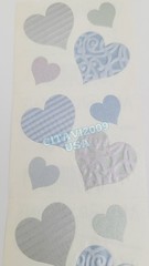 MRS GROSSMAN’S 2004 VINTAGE STICKERS TEXTURED EMBELLISHED HEARTS Grey Blue Lilac