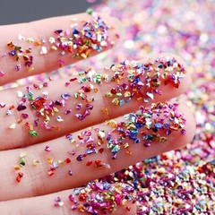 45 G Mixed Color Glass Crushed Chips Irregular Shape Nail Art Tips + Storage Box