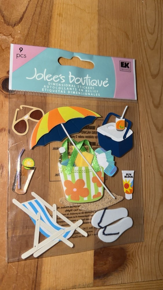 RARE Jolees Summer Beach Gear Vacation Ocean Lounge Chair Umbrella 3D Stickers