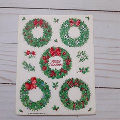Vintage Hallmark Green Wreath Christmas Holiday Stickers – 3 Sheets
