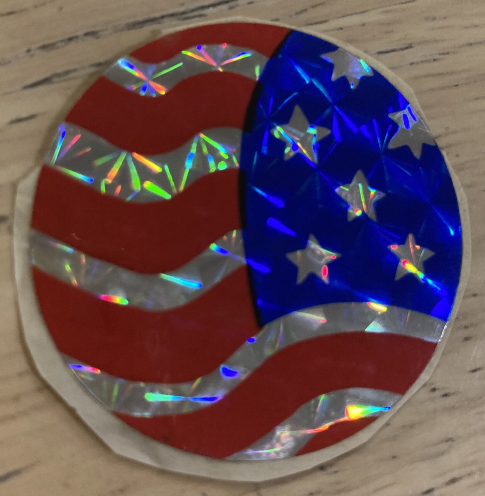 Vintage 1980’s 1.5” Prism Circle American Flag Sticker