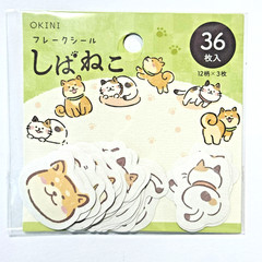 Shiba Inu & Cat Flake Sticker 36pcs Kawaii Japanese Dog Cat Seal