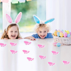 12 Sheet 72 Pcs Easter Bunny Feet Bunny Clings Decals Stickers for Home Floor,Ea