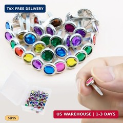 50Pcs Brads Metal Brad for Paper Crafts, Multicolor Crystal Paper Fastener in a
