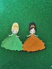 2 Pretty Princess Girl Cardstock die cuts Ball Dress, crown see pics.
