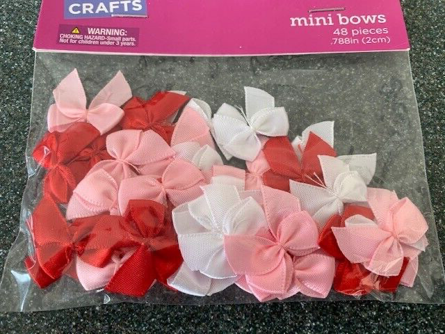 VALENTINE CRAFTS MINI BOWS RED PINK WHITE MATERIAL BOWS 48PCS BOWS